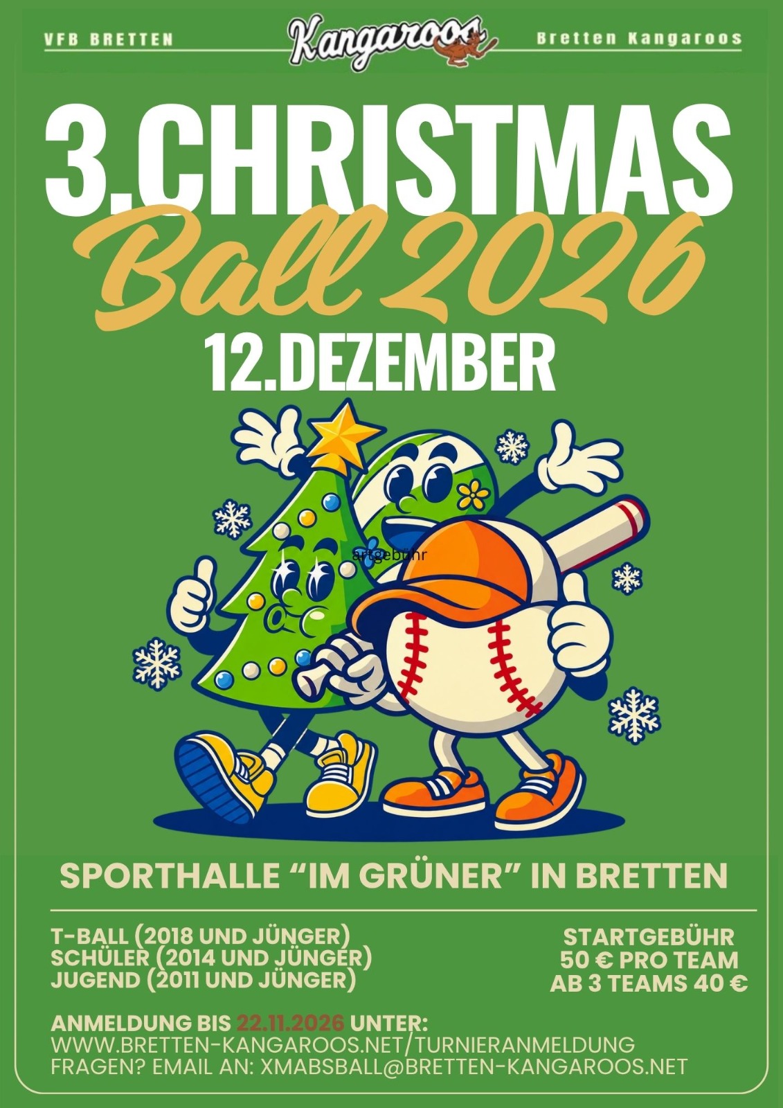 Mehr über den Artikel erfahren Bretten Kangaroos laden zum 3. Christmas-Ball ein